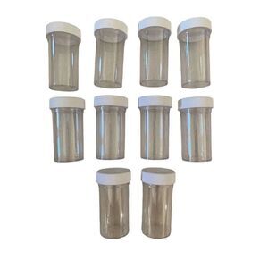 Lot Of 10 Plastic Vials Bottles Jars Containers Home Decor Art Crafts